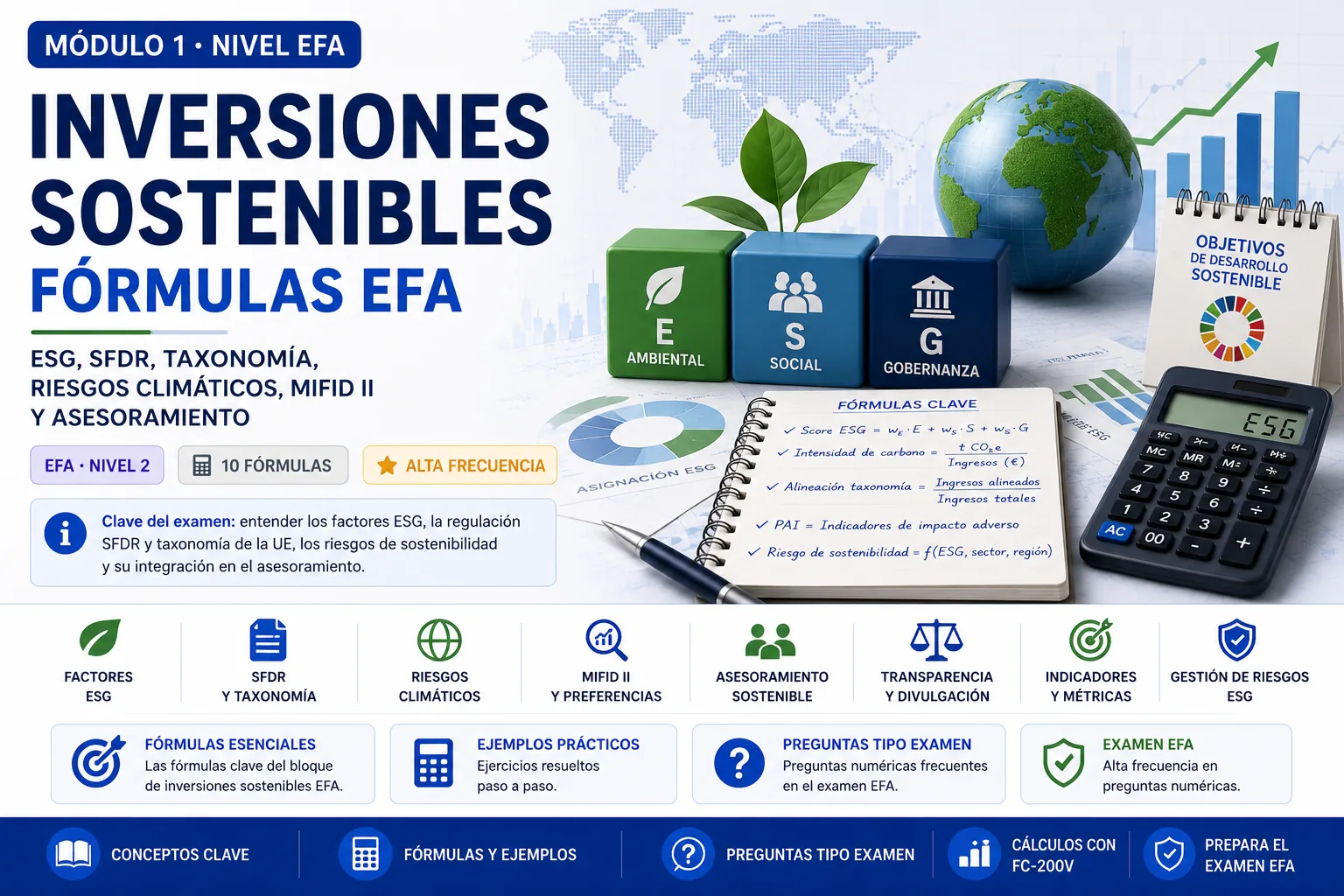 Inversiones sostenibles EFA: ESG, SFDR, taxonomía, riesgos climáticos y MiFID II
