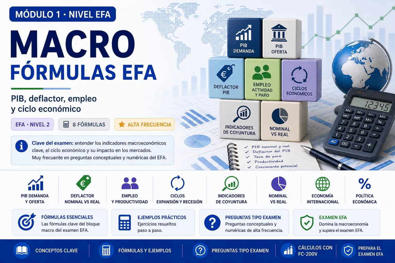 Macro fórmulas EFA: PIB, deflactor, empleo, ciclos económicos e indicadores de coyuntura
