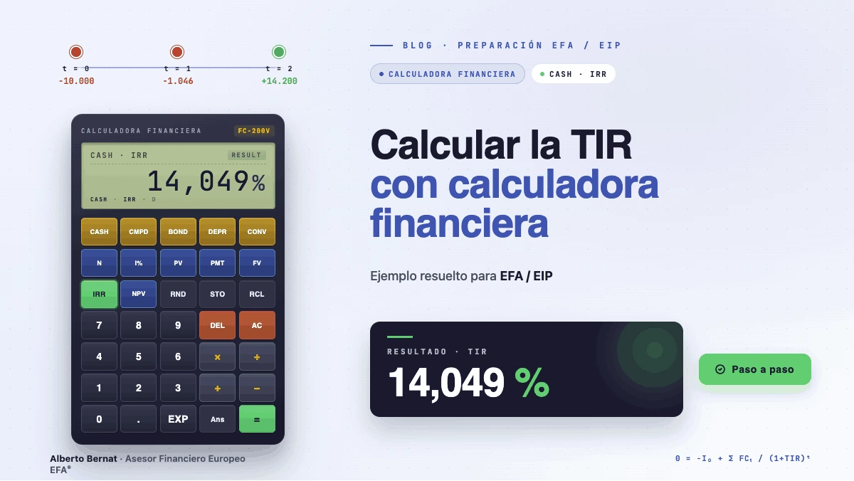 Cómo calcular la TIR con calculadora financiera Casio FC-200V para preparar EFA y EIP