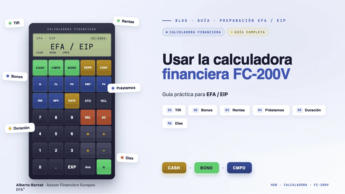 Calculadora financiera Casio FC-200V para preparar EFA y EIP