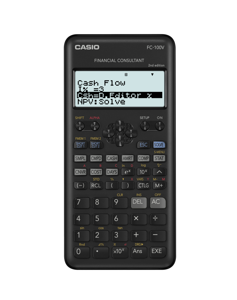 Calculadora financiera Casio FC-100V-2, vista frontal